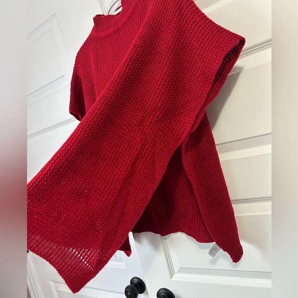NWT LOFT Vibrant Red Women's Poncho Sweater - Picture 4 of 5